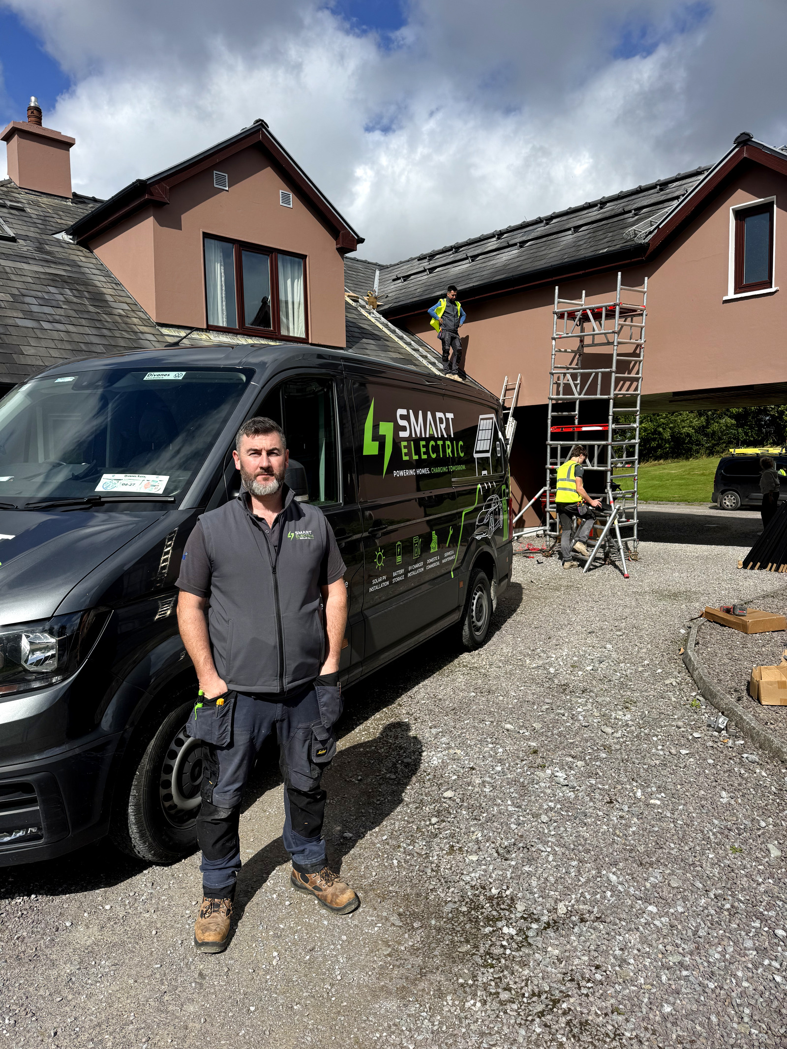 Smart Electric team installing solar panels
